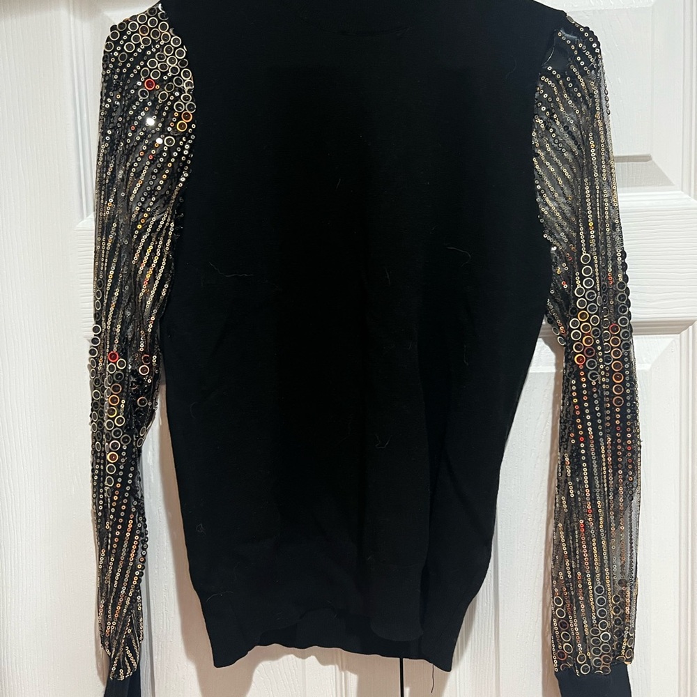 Black Sweater with Beaded Sleeves